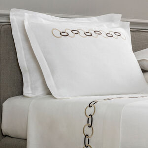slide 2 Links Embroidered Pure Linens Taie D'Oreiller