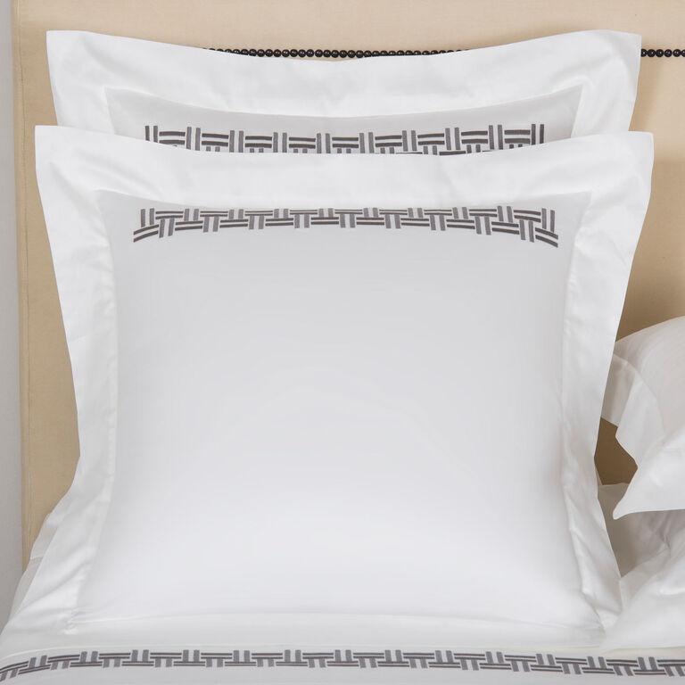 slide 1 Basket Weave Embroidery Euro Sham