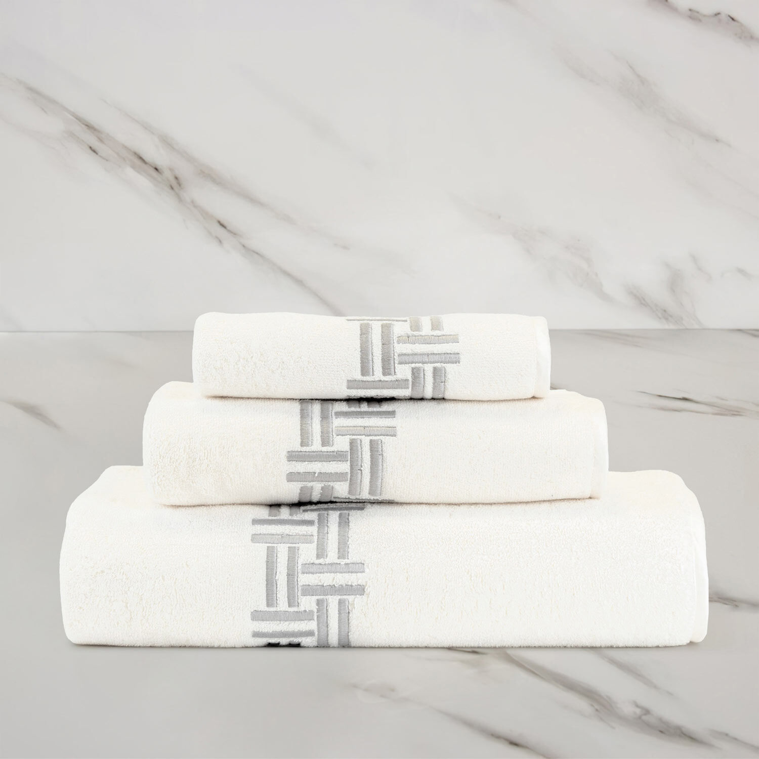 Basket Weave Embroidery Guest Towel