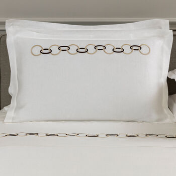 Links Embroidered Pure Linens Taie D'Oreiller