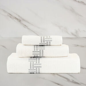 slide 2 Basket Weave Embroidery Bath Sheet