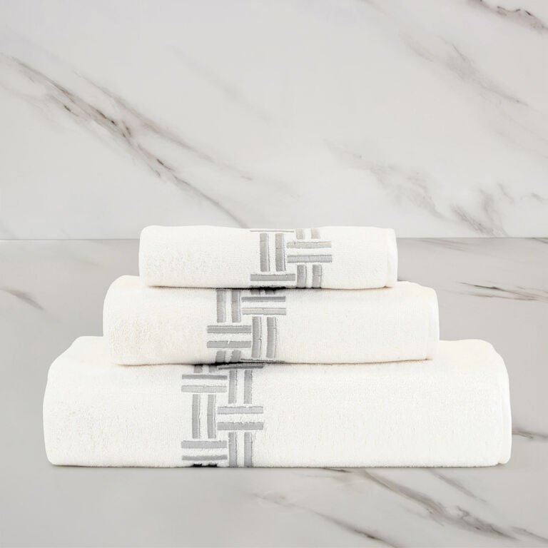slide 2 Basket Weave Embroidery Bath Sheet