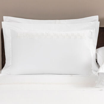 Basket Weave Embroidered Boudoir Sham