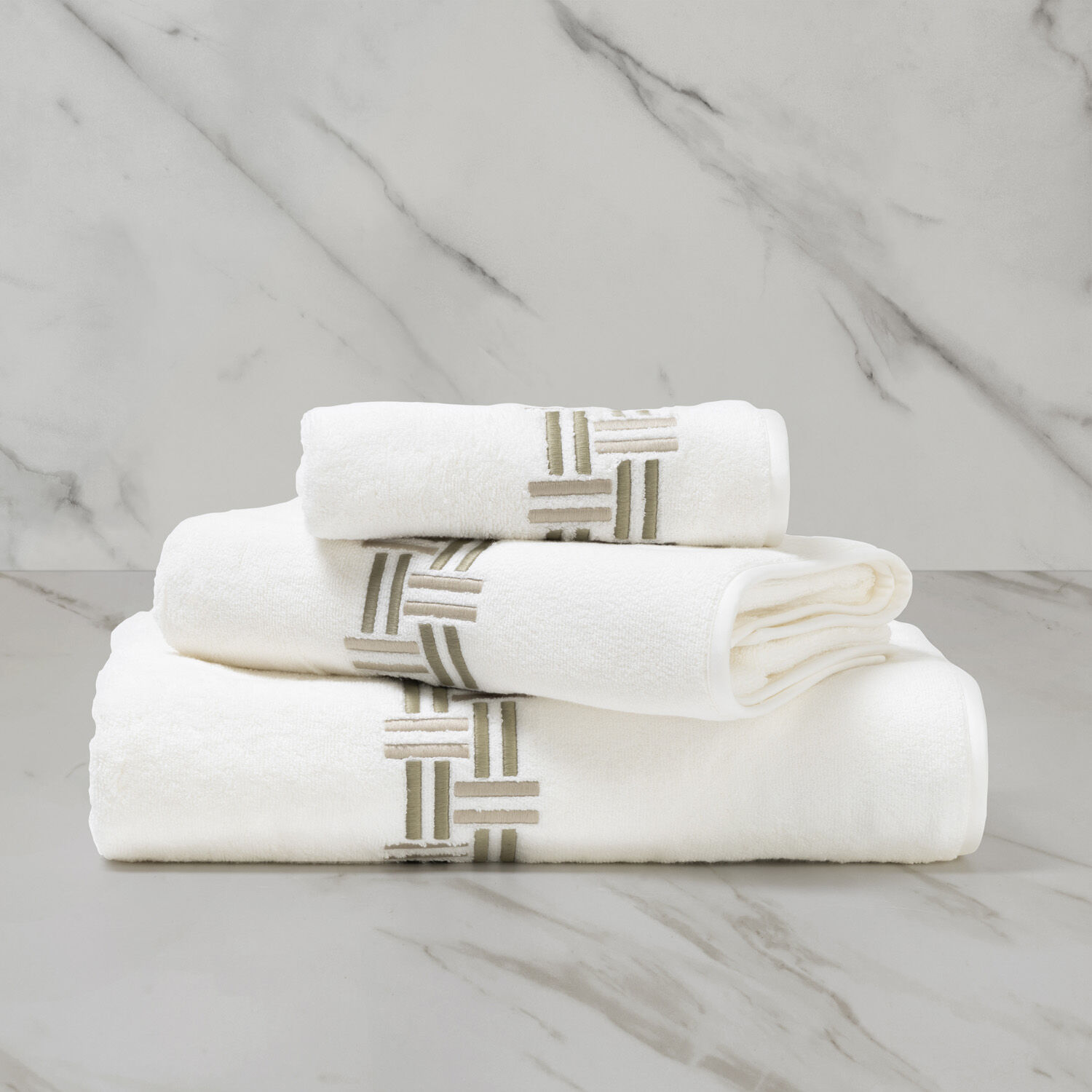 Basket Weave Embroidery Hand Towel