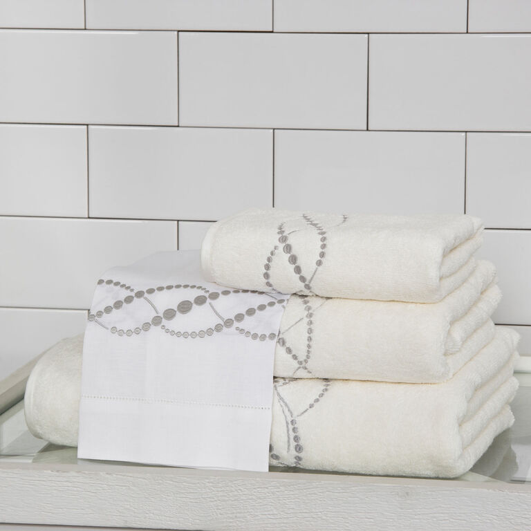 slide 1 Pearls Embroidered Guest Towel