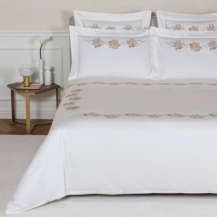 Lotus Flower Embroidered Duvet Cover