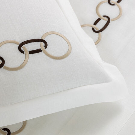 Links Embroidered Pure Linens Taie D'Oreiller