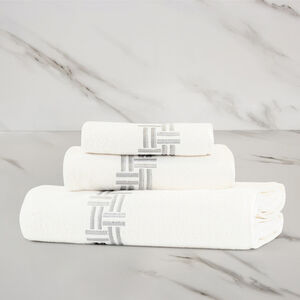slide 1 Basket Weave Embroidery Bath Sheet