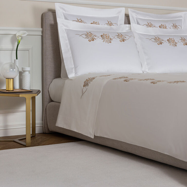 slide 2 Lotus Flower Embroidered Duvet Cover