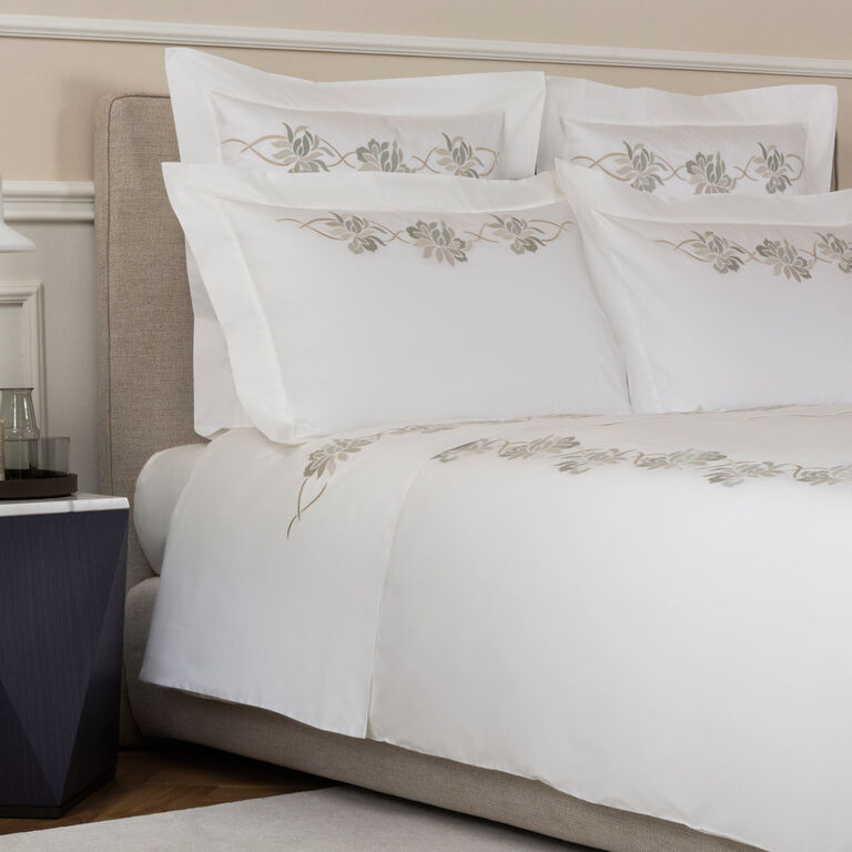 slide 2 Lotus Flower Embroidered Duvet Cover