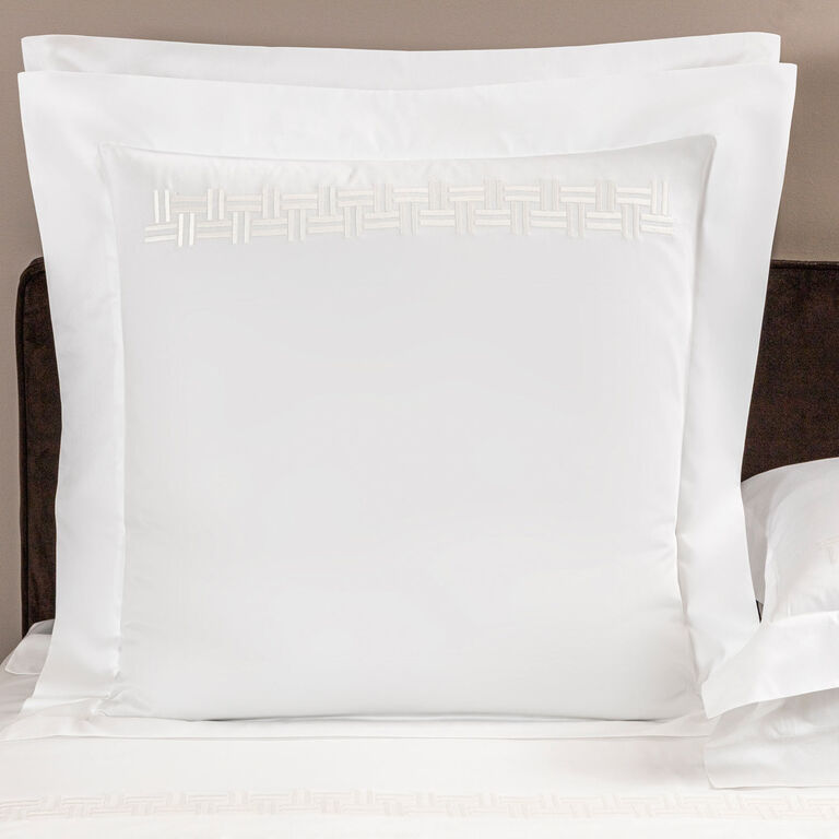 slide 1 Basket Weave Embroidered Euro Sham