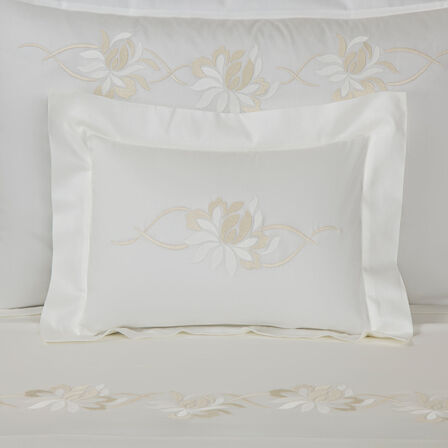 Lotus Flower Embroidered Boudoir Sham