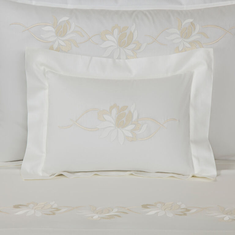 slide 1 Lotus Flower Embroidered Boudoir Sham