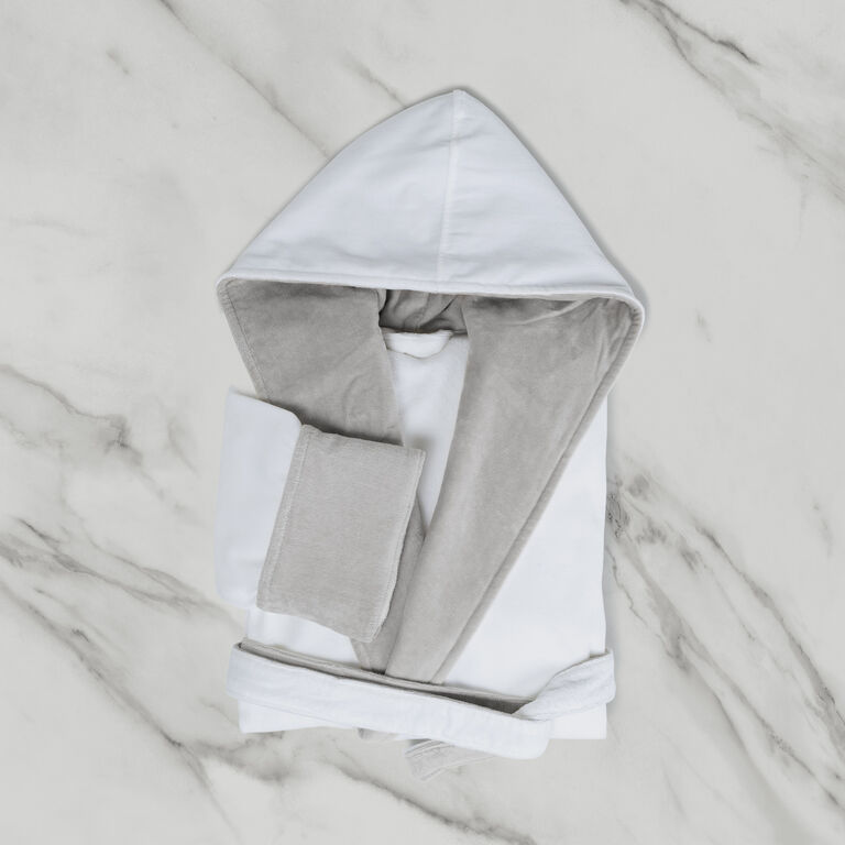 slide 1 Velour Shawl Collar Robe Grey