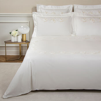 Lotus Flower Embroidered Duvet Cover Set
