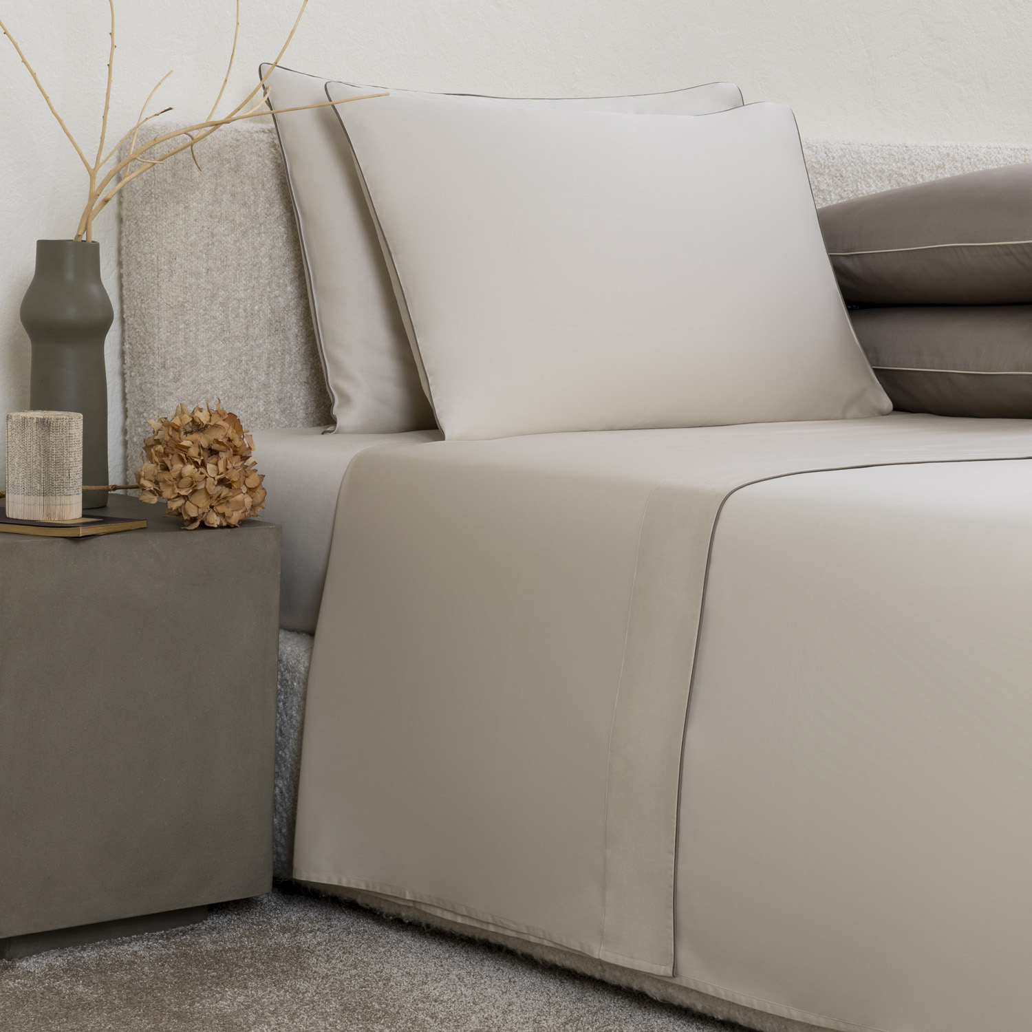 Frette Greenwich Sheet Set In Dune/Taupe Size King, Cotton | Made In Portugal