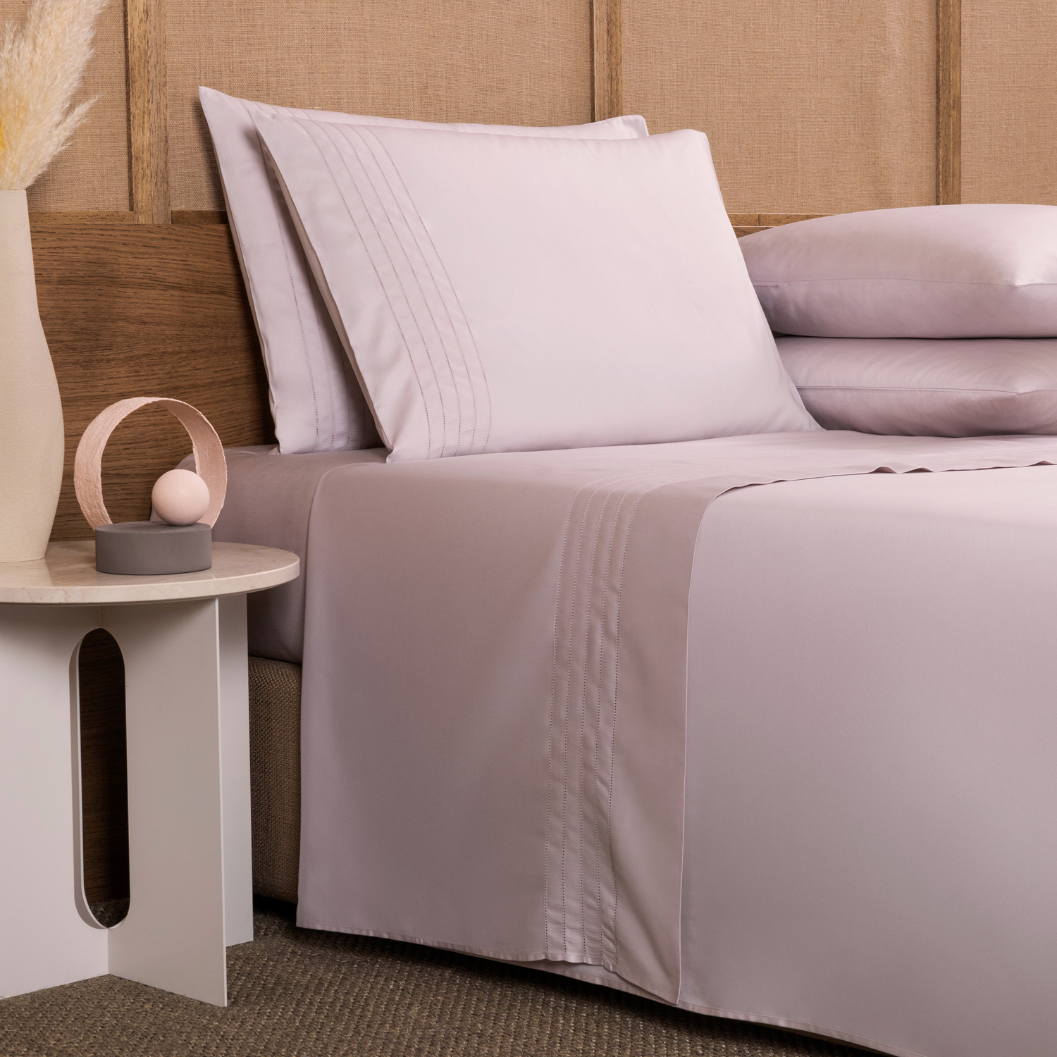 Frette Lush Ajour Sheet Set In Sakura Pink Size Double, Cotton Sateen | Made In Italy