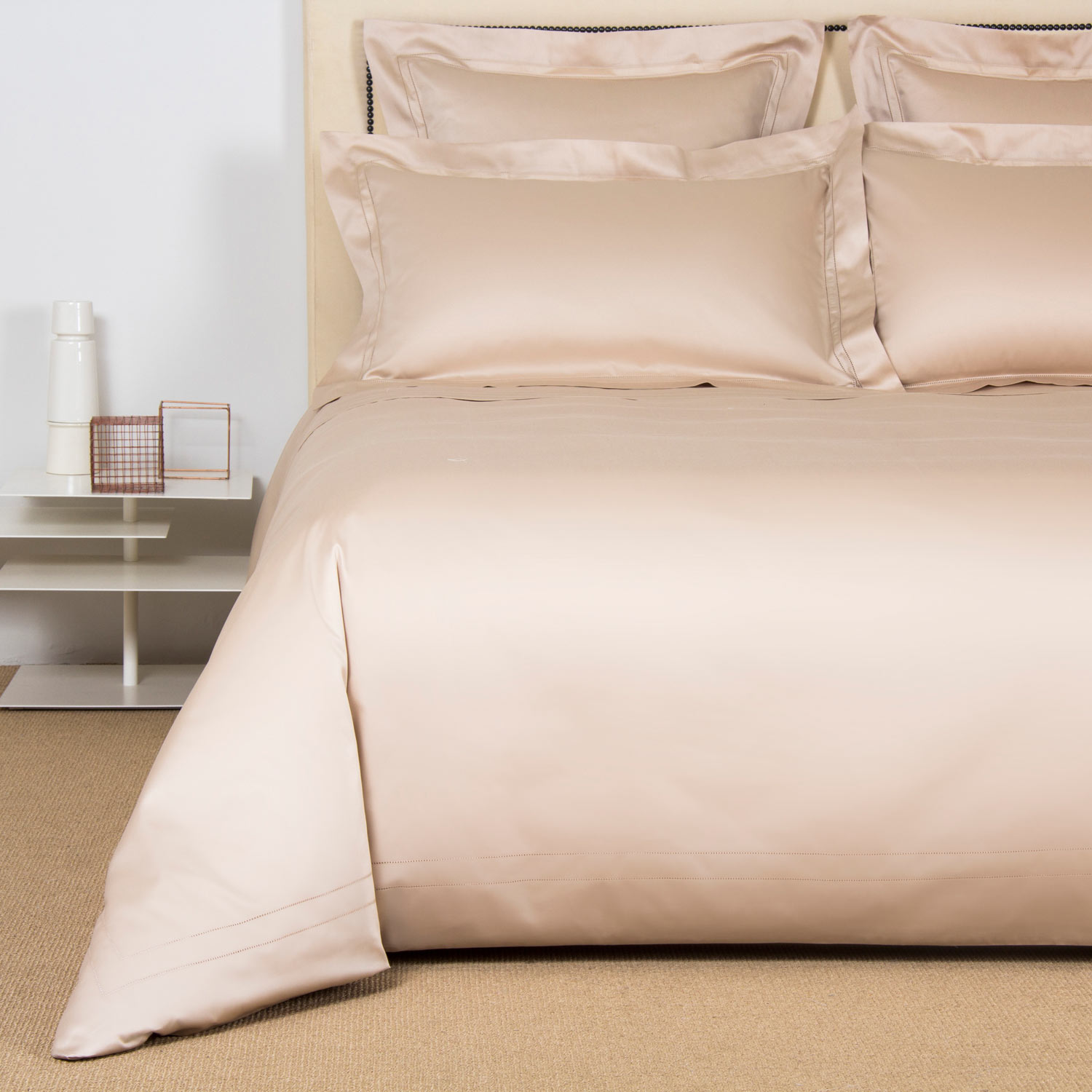 Frette Doppio Ajour Duvet Cover In Savage Beige, Cotton Sateen | Made In Italy