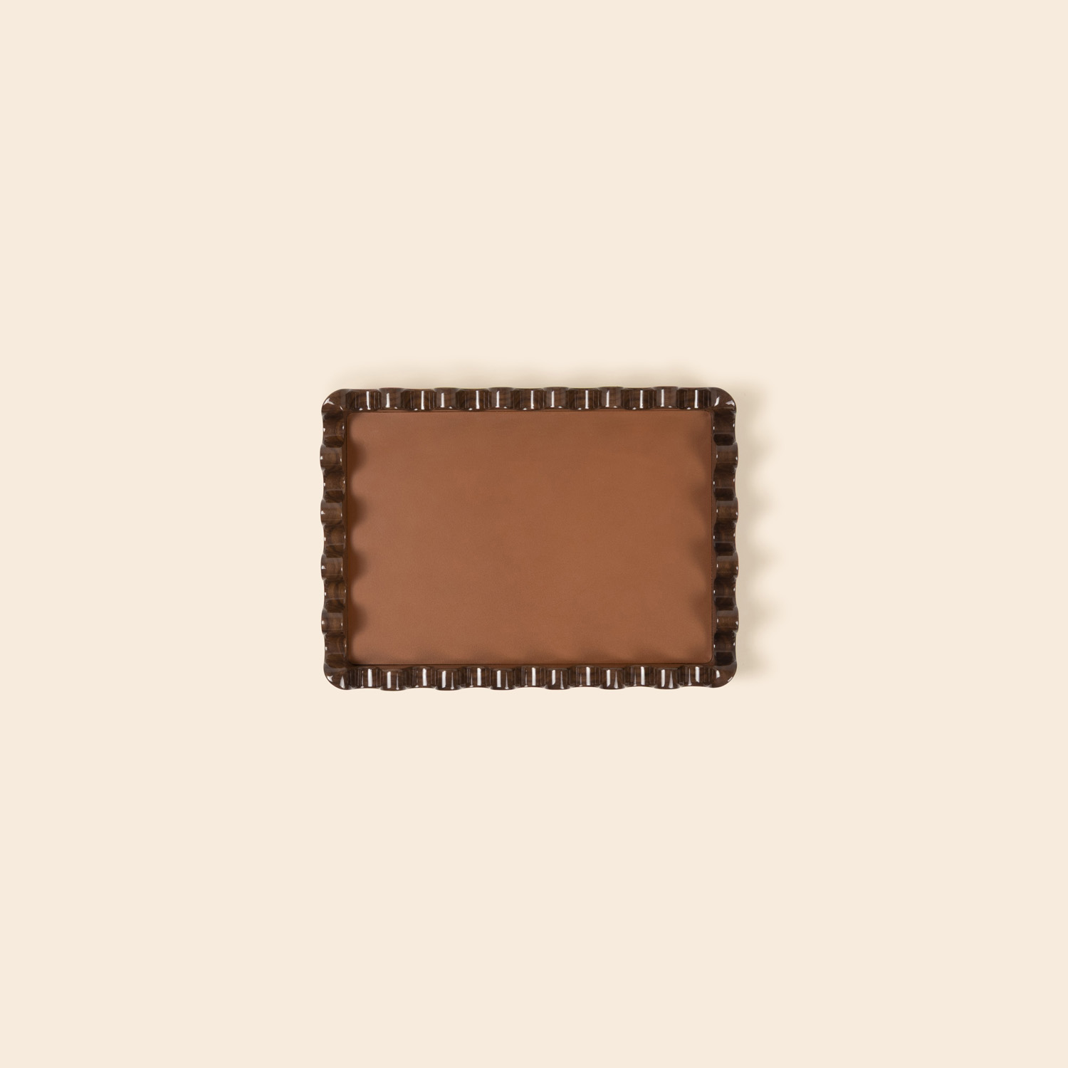 Frette Modernism Forma Valet Tray In Walnut/Tan Size Rectangular, Walnut Wood/Leather