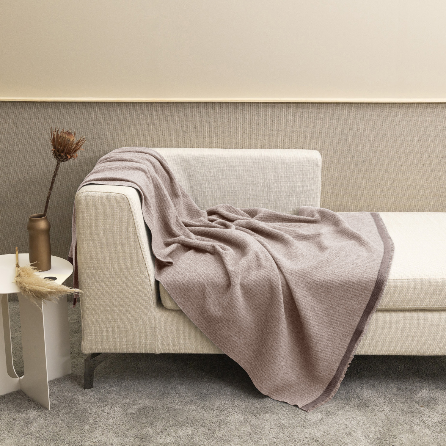 Frette Zaira Throw In Mid Beige, Cashmere Blend/Wool | Made In Italy