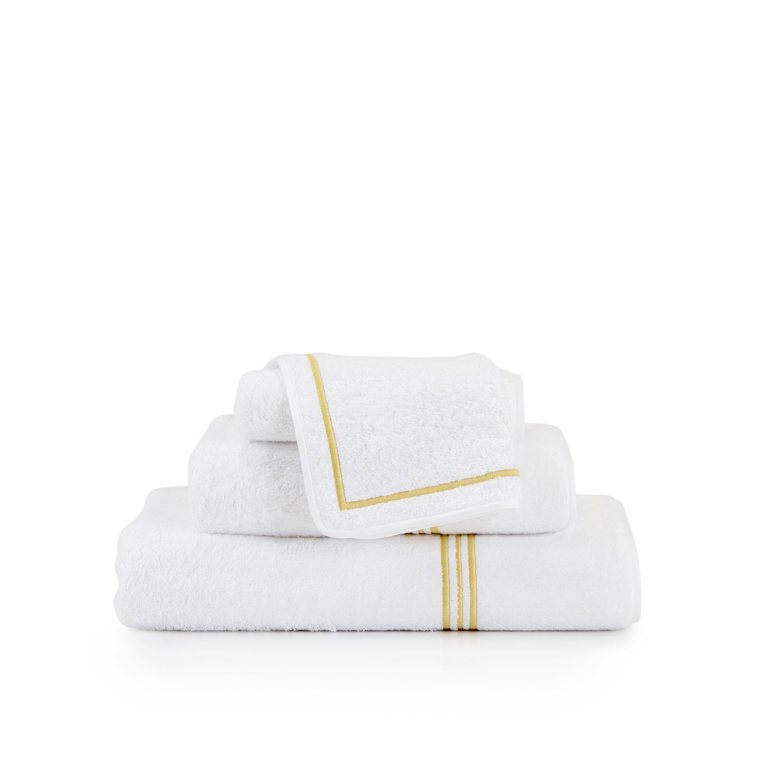 Frette White/Saffron Triplo Bourdon Wash Cloth In Cotton | Made In Italy