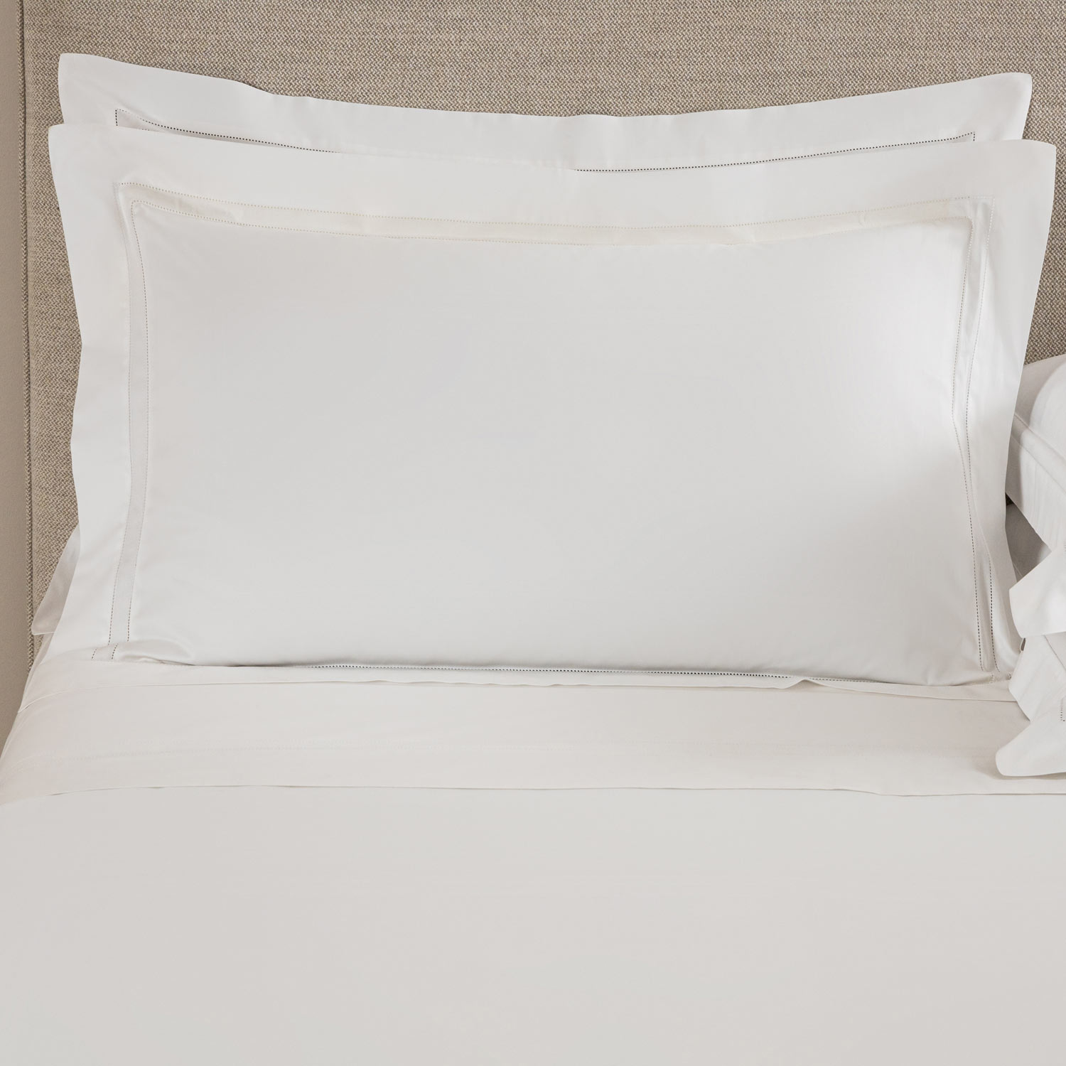 Frette White Doppio Ajour Sham In Cotton Sateen | Made In Italy