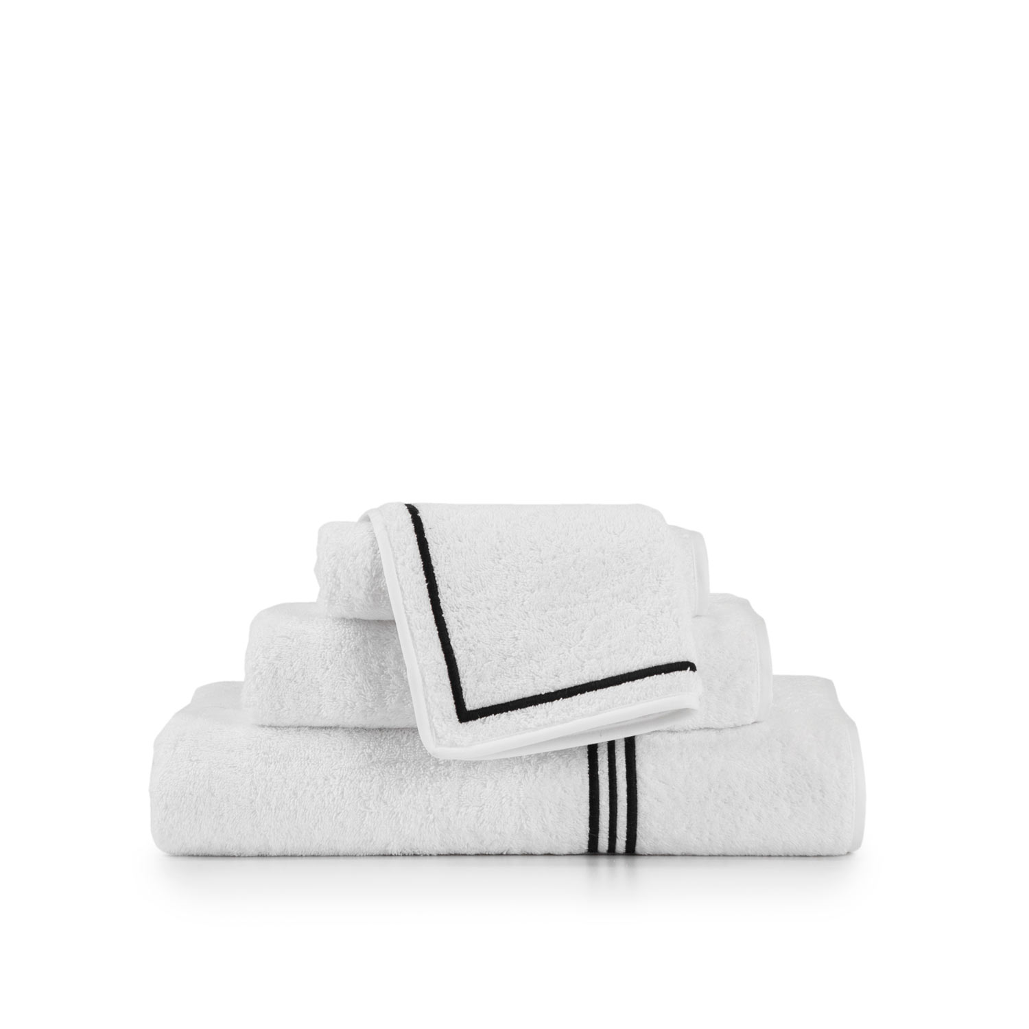 Frette White/Blue Navy Triplo Bourdon Wash Cloth In Cotton | Made In Italy