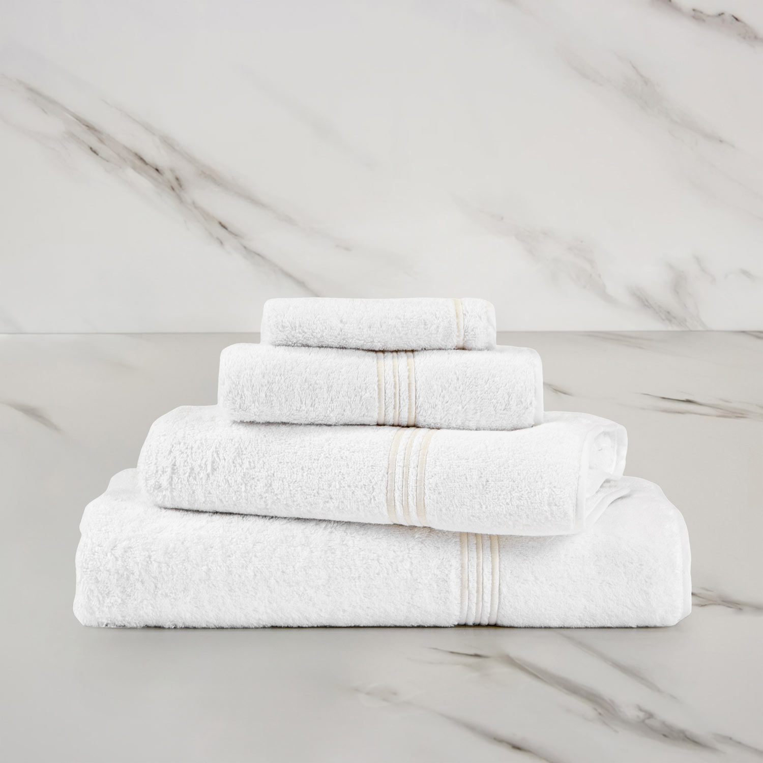 Frette White/Milk Triplo Bourdon Guest Towel In Cotton | Made In Italy