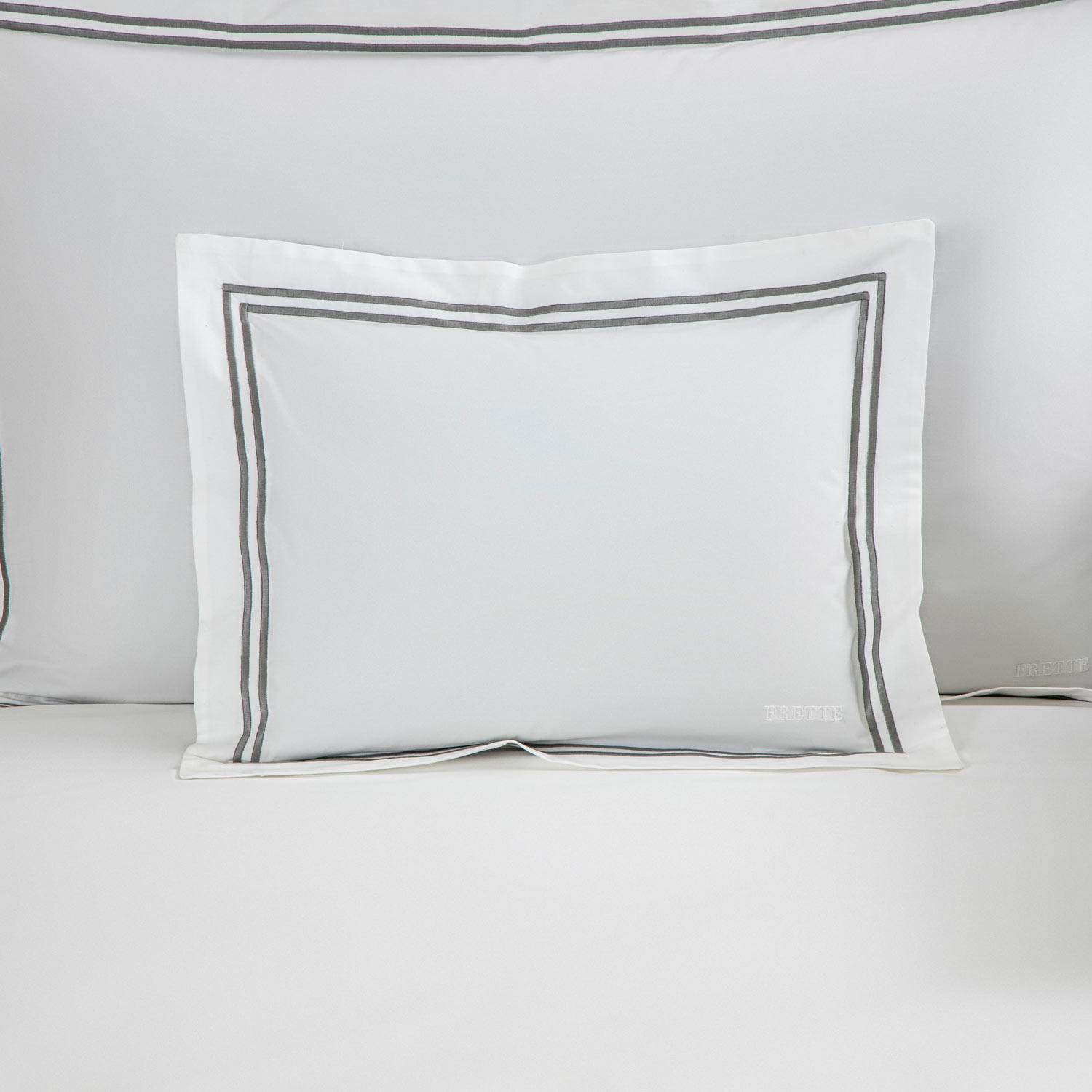 Frette White/Ash Grey Hotel Classic Boudoir In Cotton Percale
