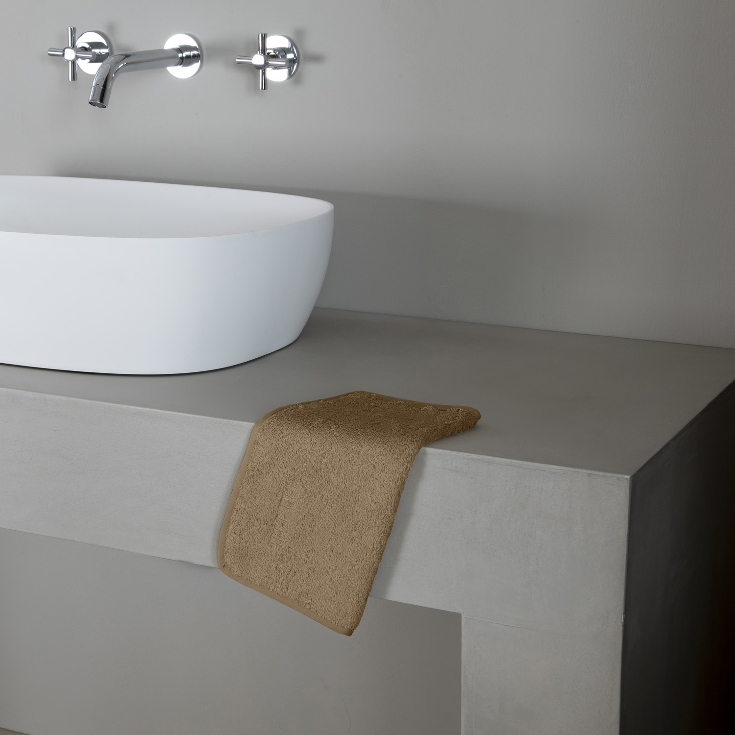 Frette Unito Wash Cloth In Tan, Cotton | Made In Italy