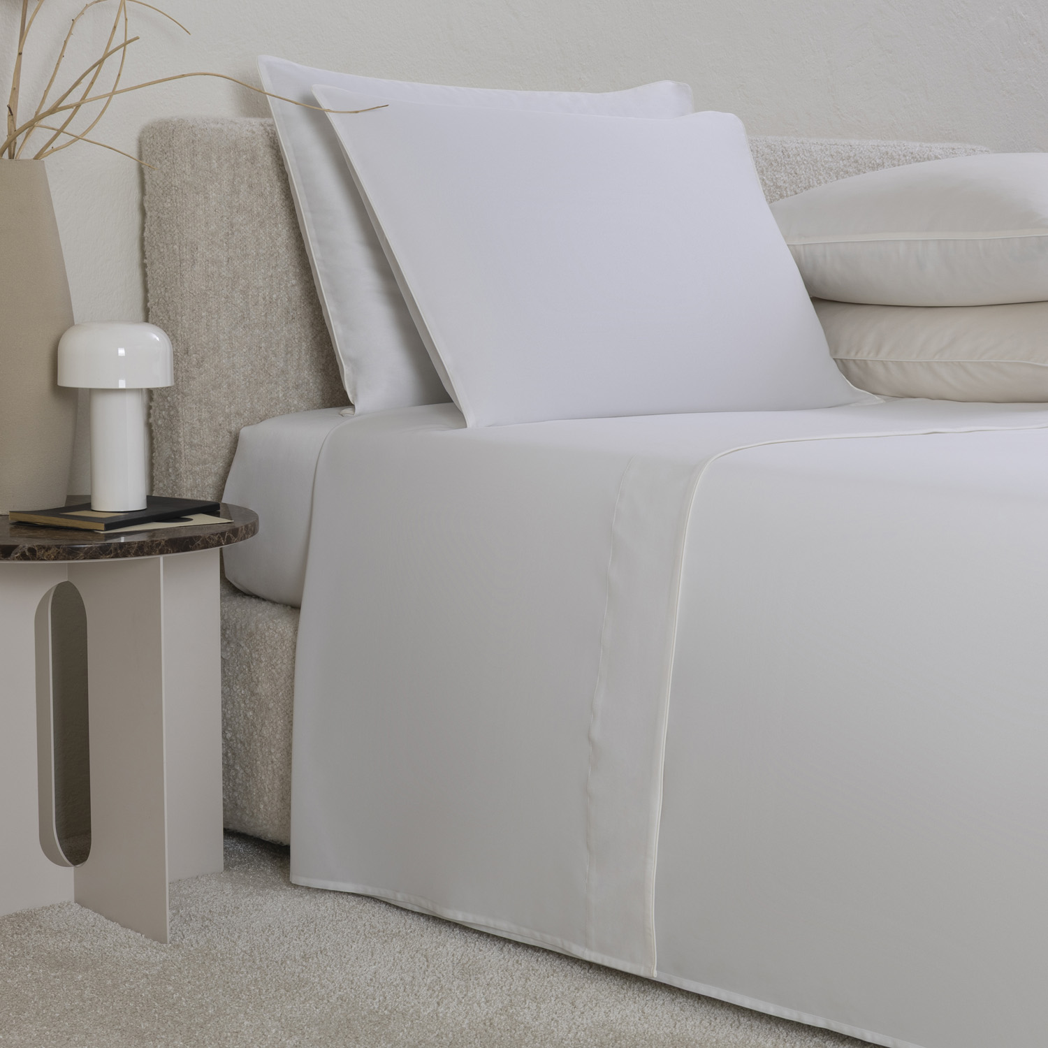 Frette Greenwich Sheet Set In White/Ivory Size King, Cotton | Made In Portugal