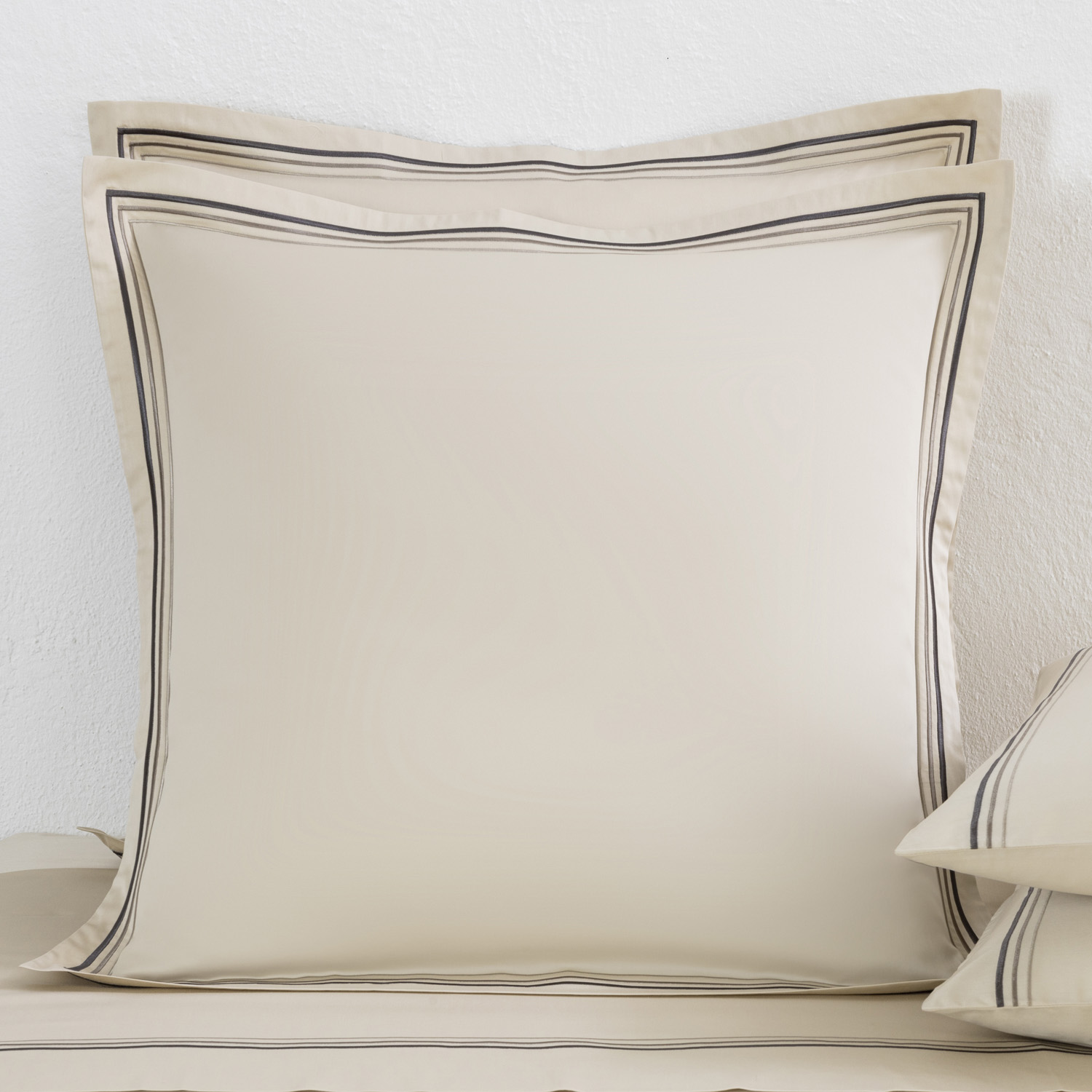 Frette Contemporary Euro Sham In Beige/Beige Size Euro 65, Cotton Sateen | Made In Portugal